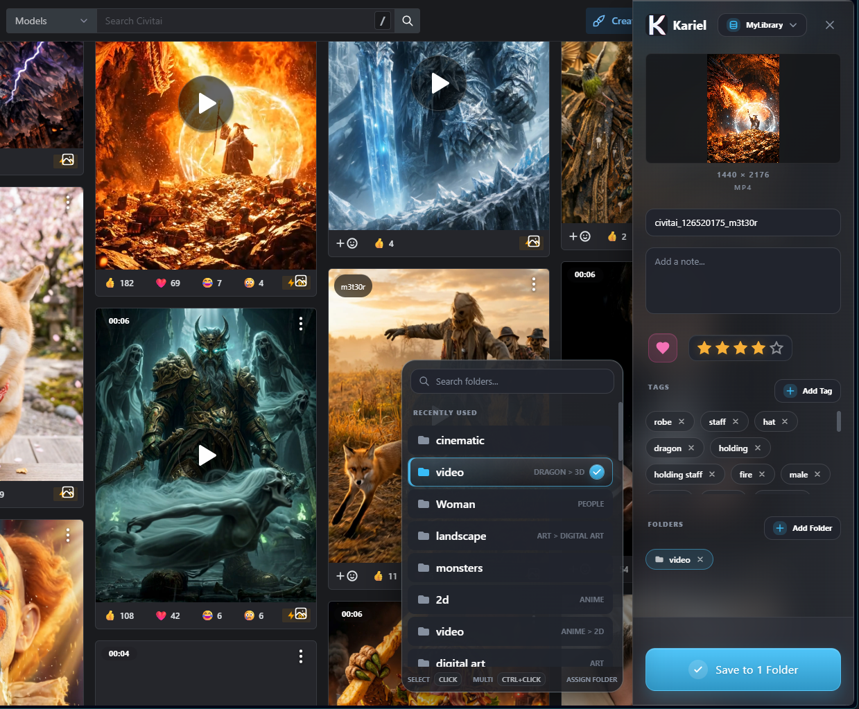 Kariel browser extension import options overlay